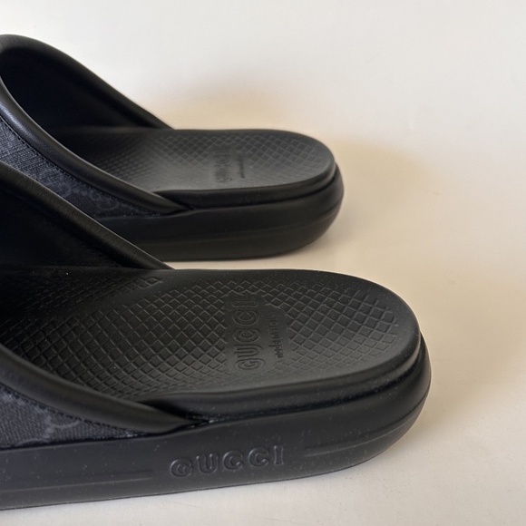 GUCCI Men\'s GG Supreme Canvas Slide Sandals Black Size 8 (US) NIB 816356 main image 4